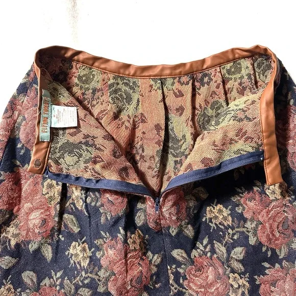 VINTAGE‎ Flying Tomato M Medium Floral Tapestry Skirt Back Zip - Picture 7 of 7